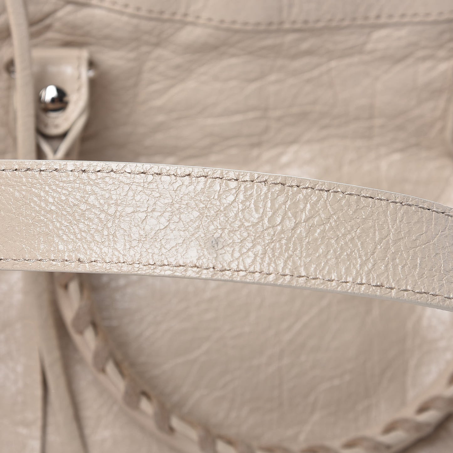Agneau Classic Silver Hardware S City Logo Strap Light Beige Black