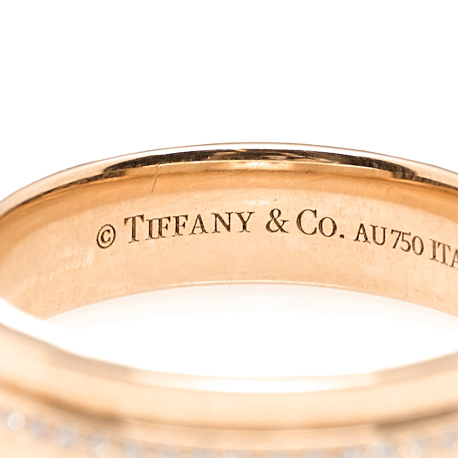 Tiffany 18K Rose Gold Diamond Narrow T Two Ring 48 4.5 5 of 5
