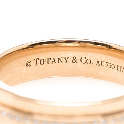 Tiffany 18K Rose Gold Diamond Narrow T Two Ring 48 4.5 5 of 5