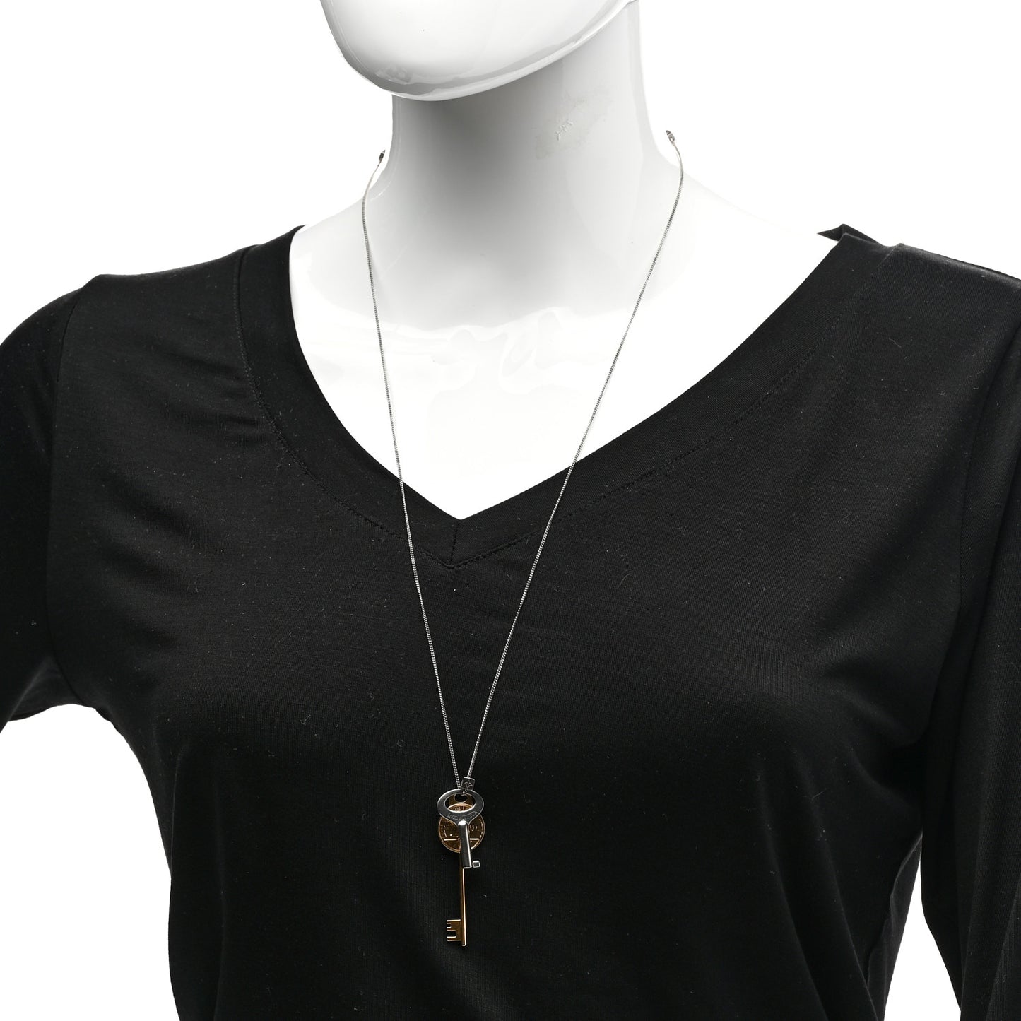 LV Double Key Necklace Gold Silver