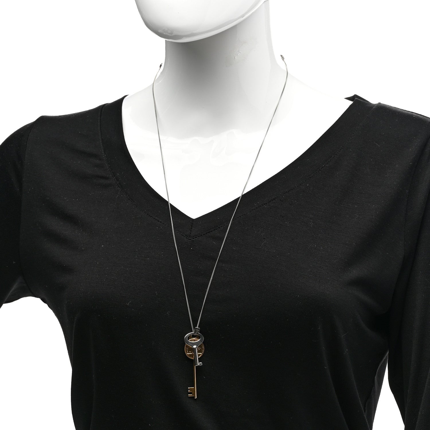 Louis Vuitton LV Double Key Necklace Gold Silver 2 of 5