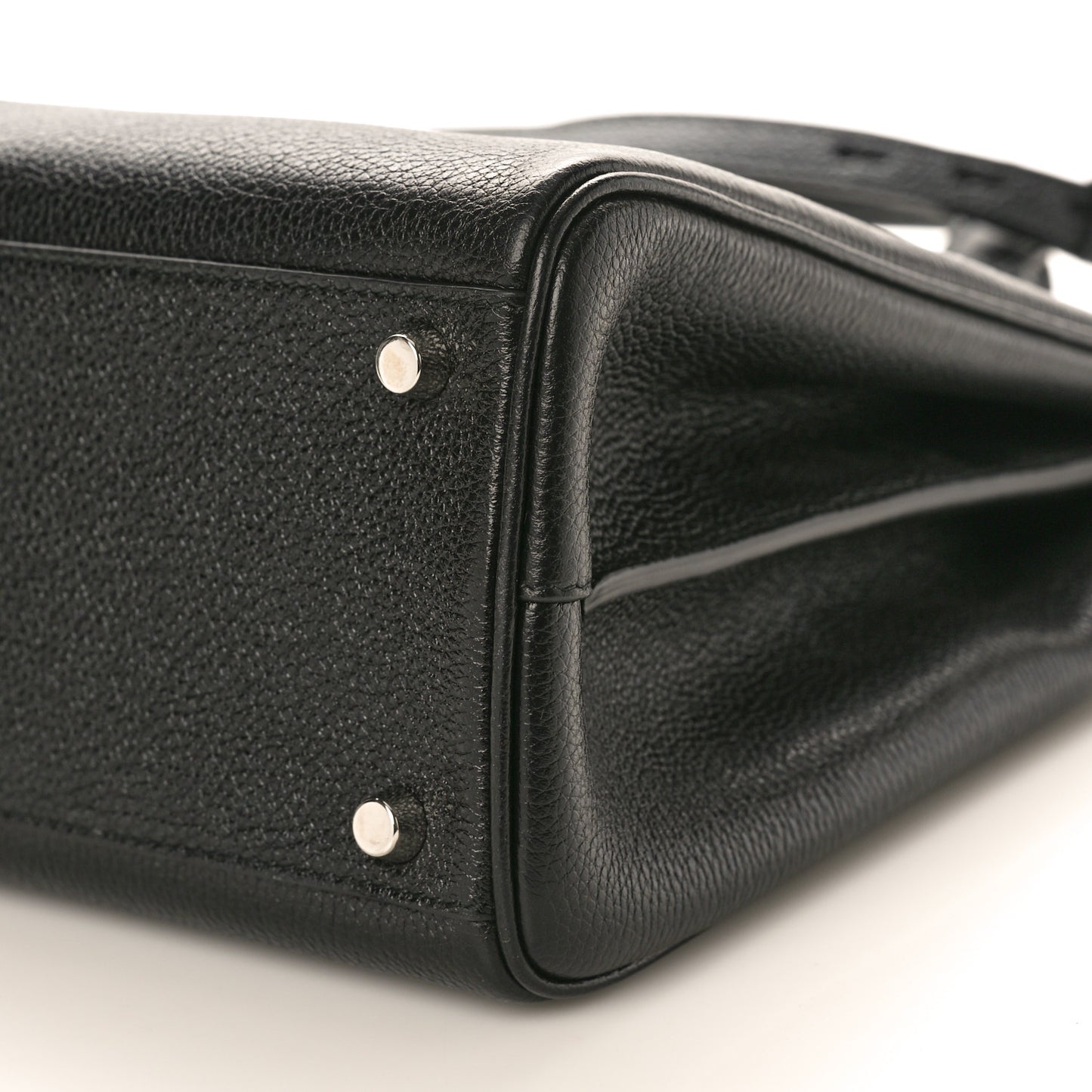 Grainy Calfskin Medium Zumi Top Handle Bag Black