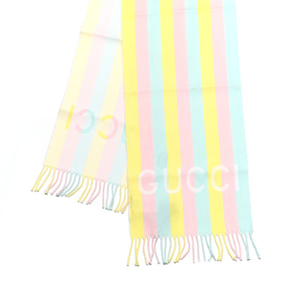 Gucci Wool Cotton Jacquard Magmadera Striped Scarf Pastel Multicolor 3 of 5