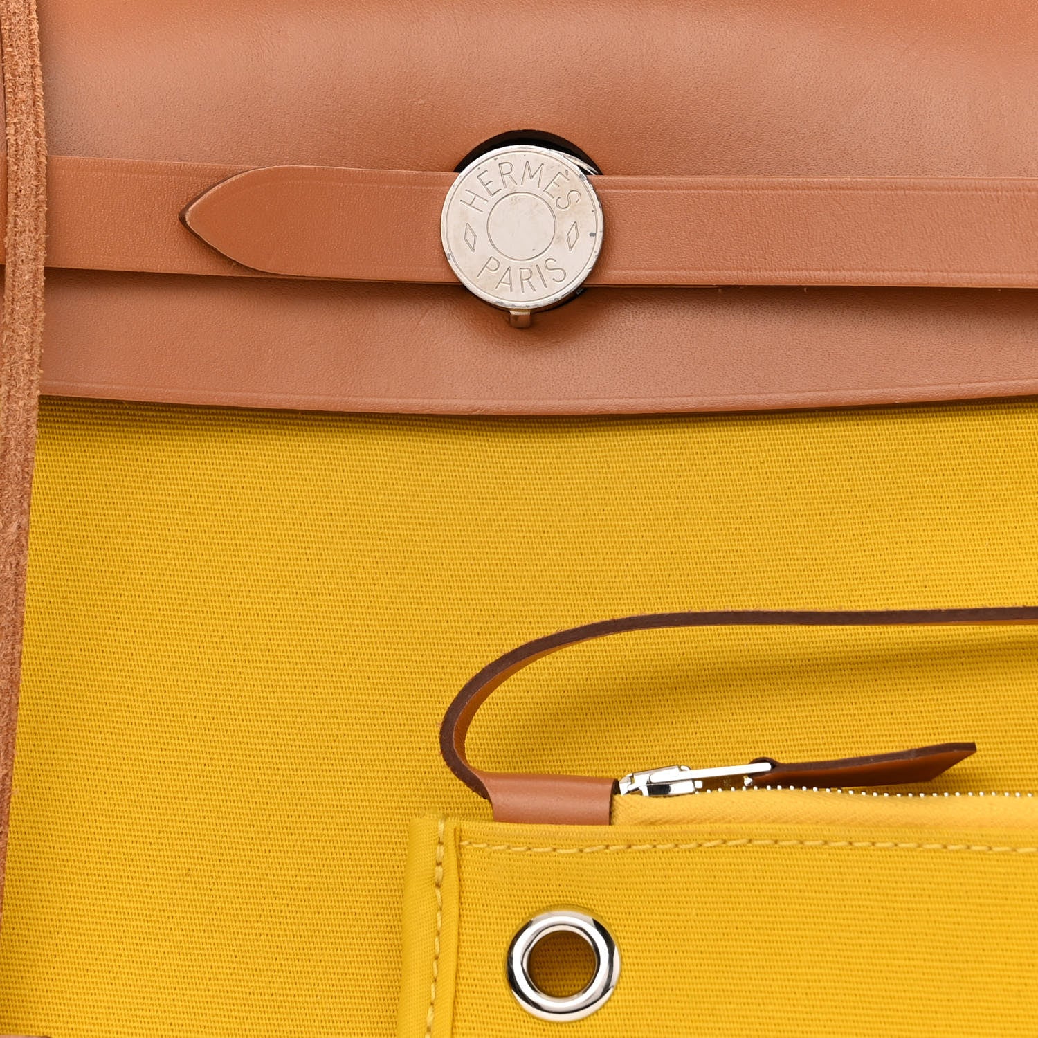Hermes Vache Hunter Toile Officier Herbag Zip PM 31 PM Natural Jaune De Naples 8 of 15