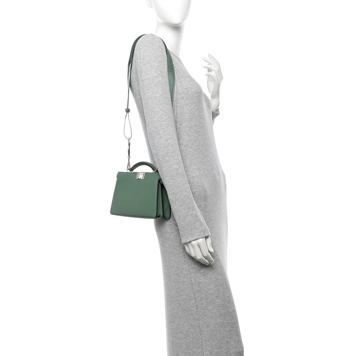 Fendi Cuoio Romano Vitello Cover Bi-Color Peekaboo I See U X Cross Satchel Green Island Maya 2 of 15