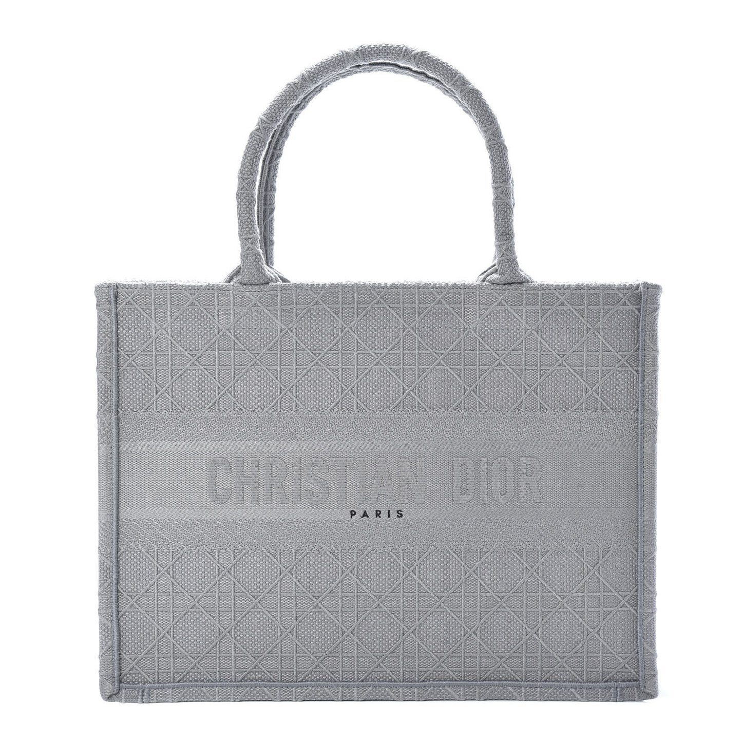 Canvas Embroidered Cannage Medium Book Tote Stone