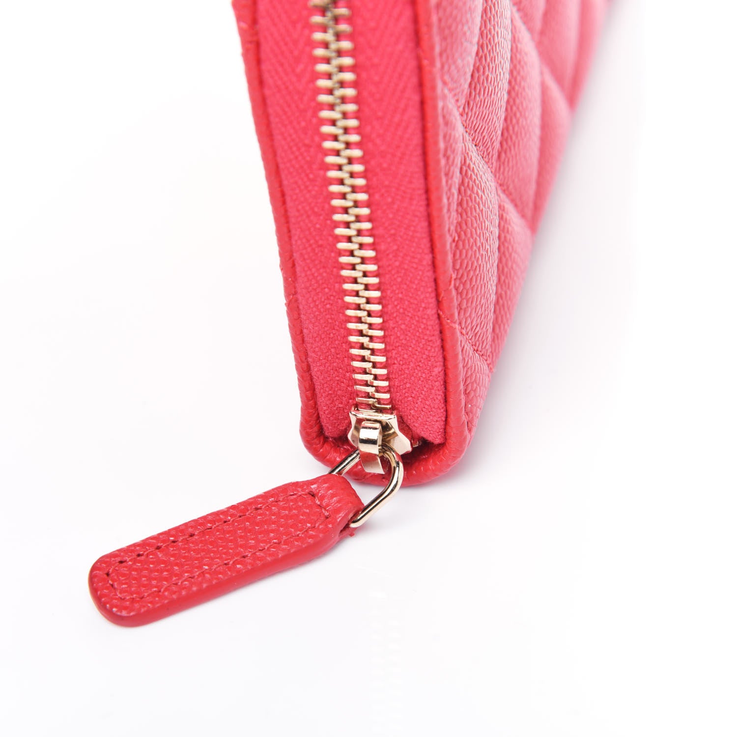 Chanel Caviar Quilted Small Gusset Zip Around Wallet Red 12 of 13