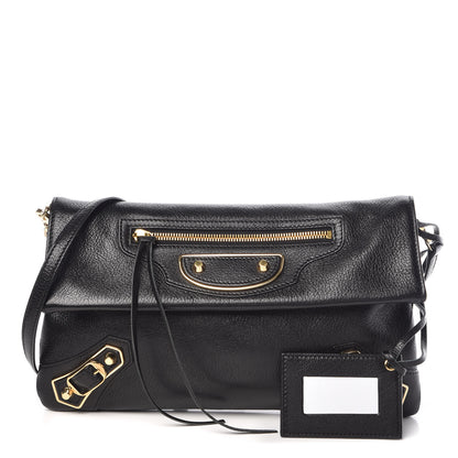 Balenciaga Chevre Gold Metallic Edge Hardware Envelope Clutch Black 1 of 10