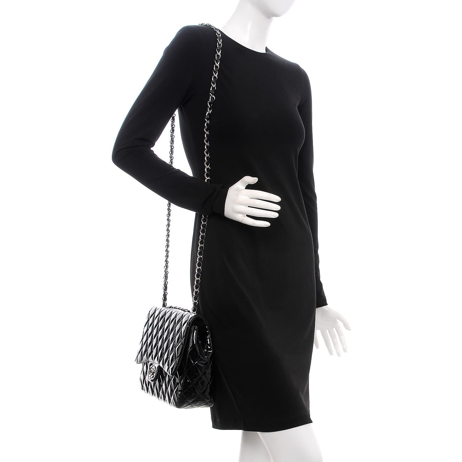 Chanel Patent Quilted Jumbo Single Flap Black 2 of 10