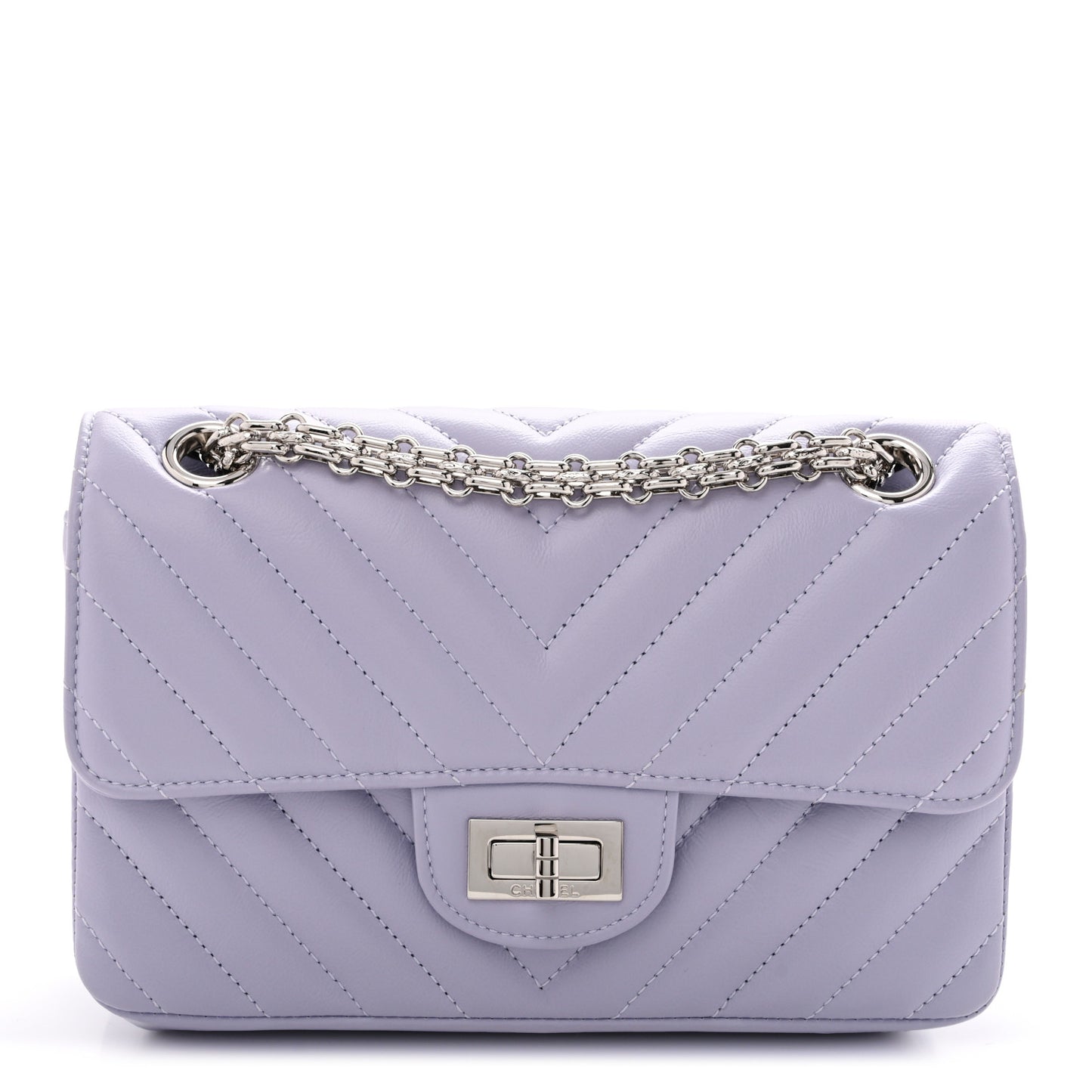 Aged Calfskin Chevron Quilted 2.55 Reissue Mini Flap Light Purple
