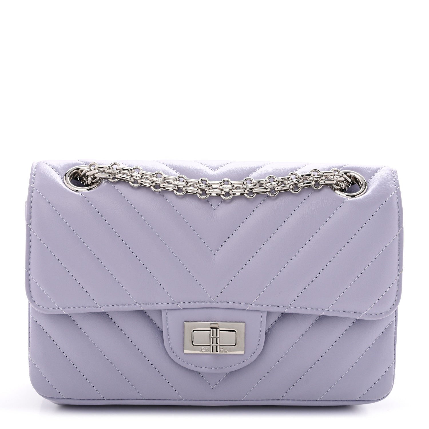 Chanel Aged Calfskin Chevron Quilted 2.55 Reissue Mini Flap Light Purple 1 of 10