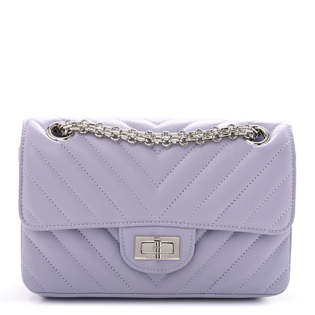 Aged Calfskin Chevron Quilted 2.55 Reissue Mini Flap Light Purple