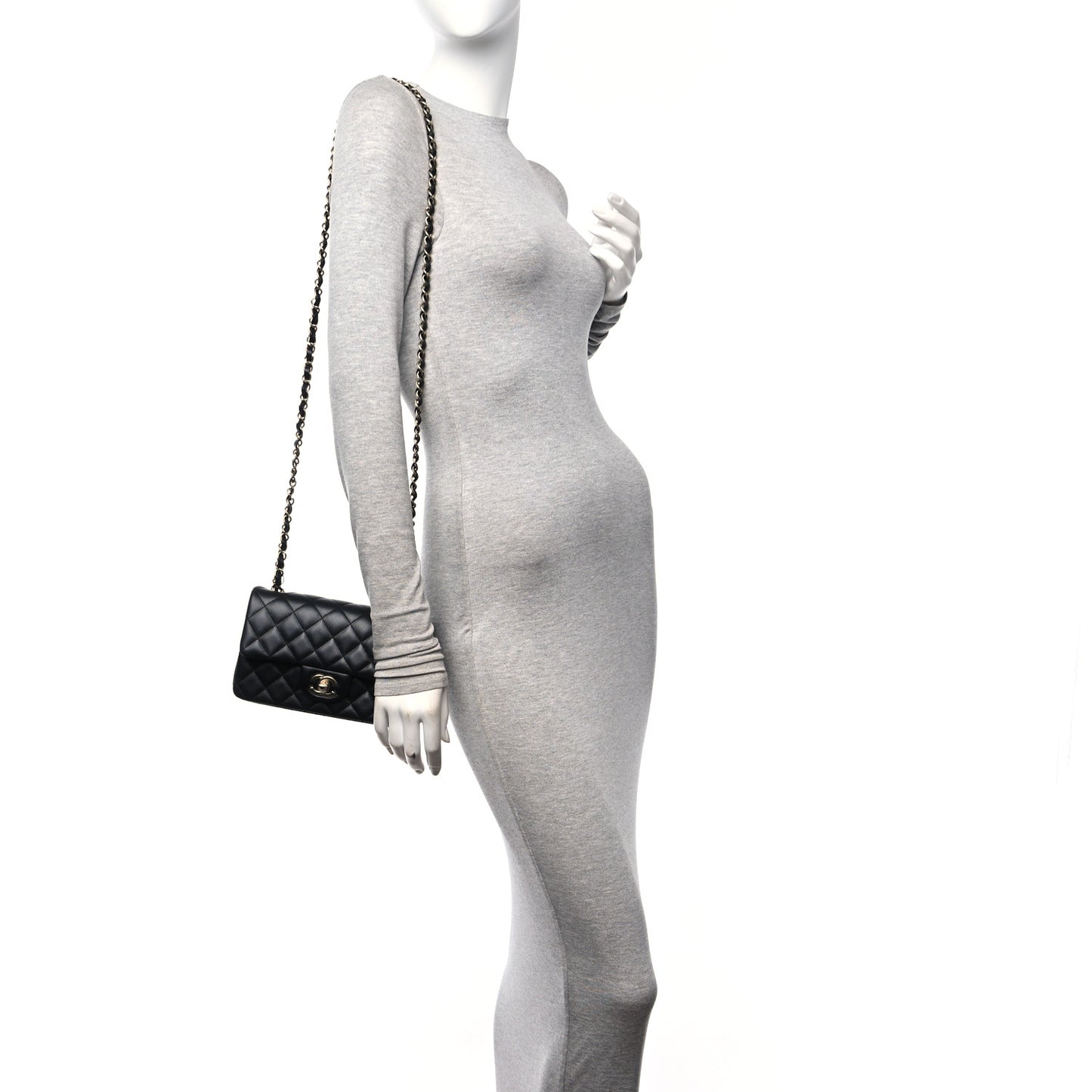 Lambskin Quilted Mini Rectangular Flap Black