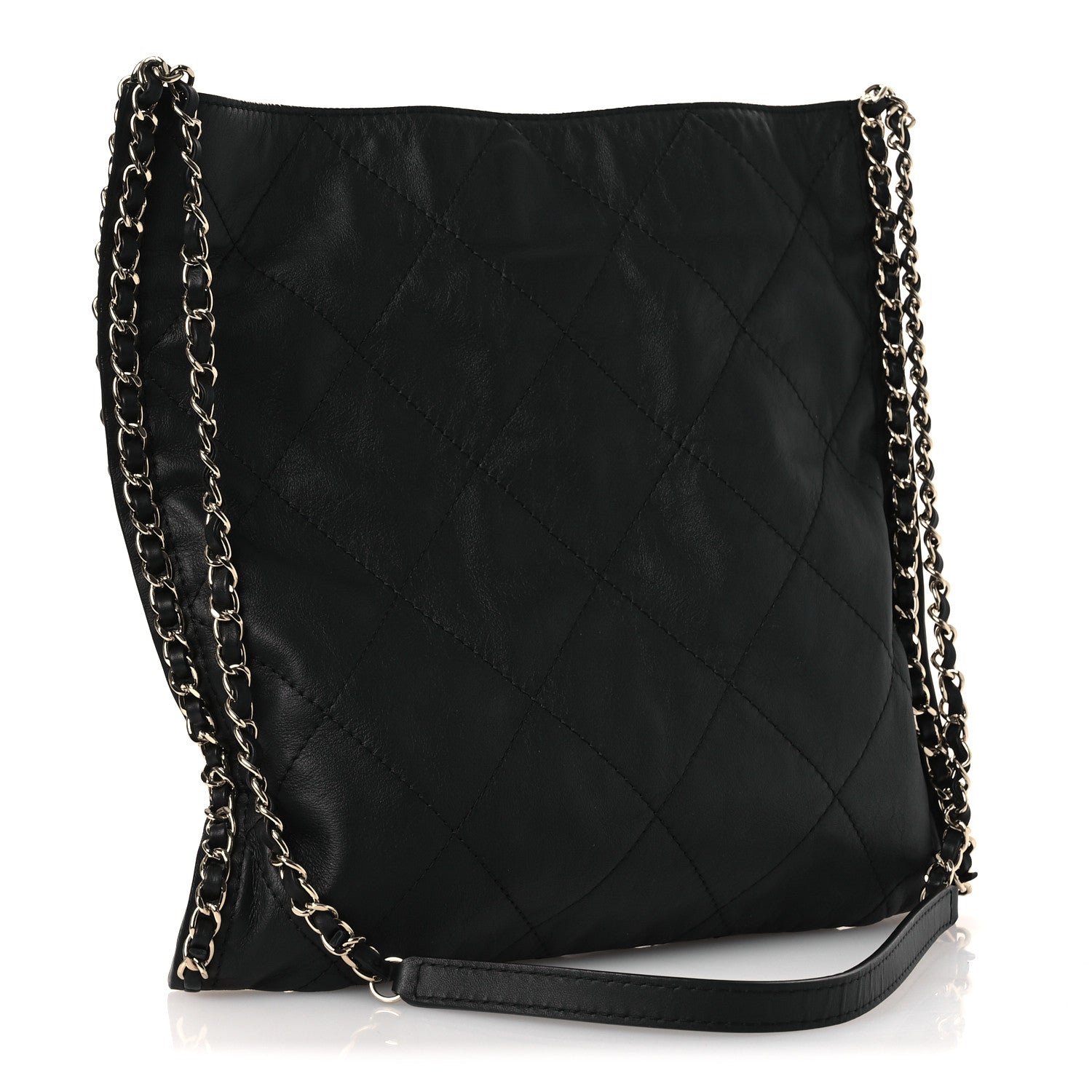Chanel Calfskin Quilted Chain Flat Tote Black 3 of 10