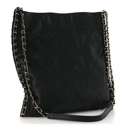 Chanel Calfskin Quilted Chain Flat Tote Black 3 of 10