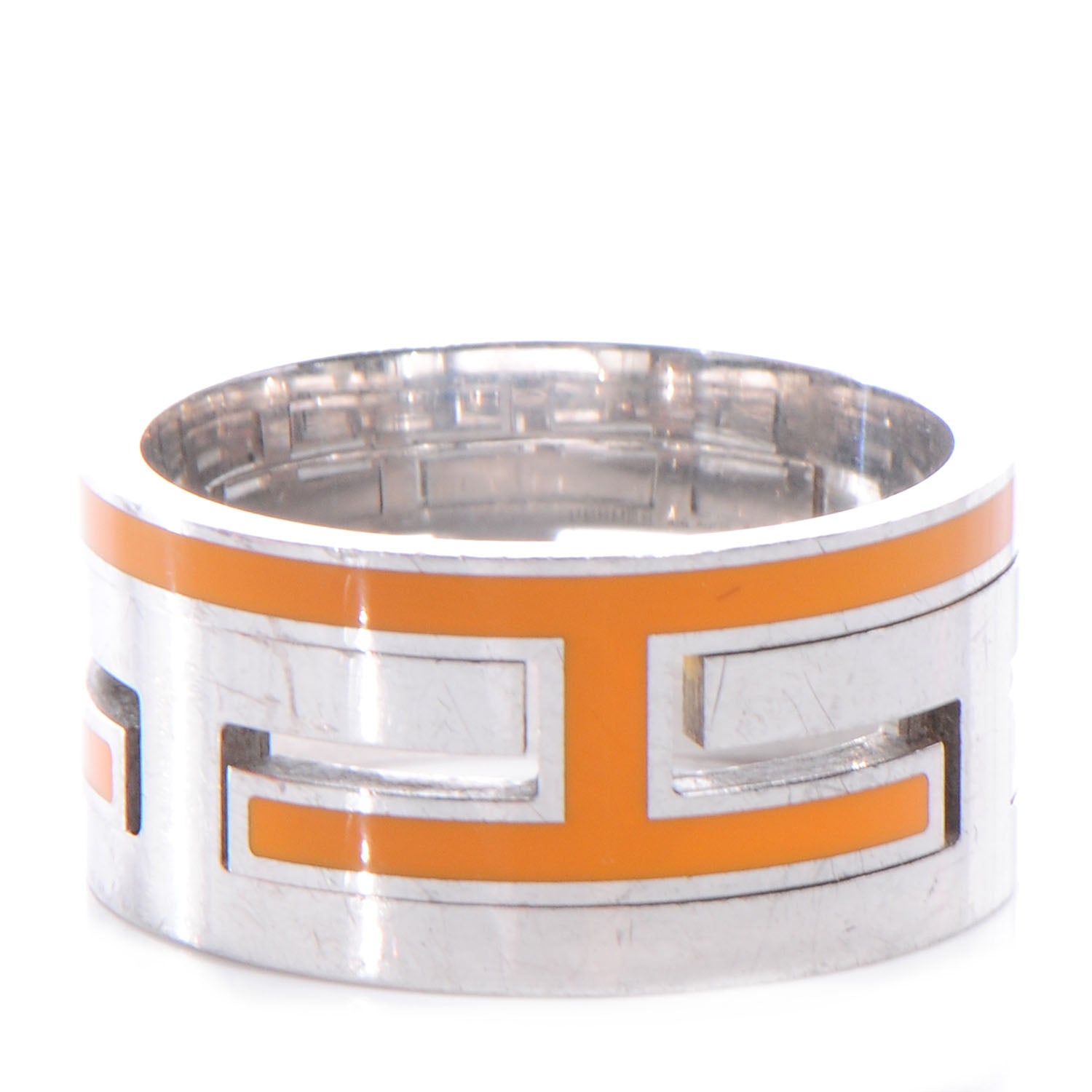 Hermes Sterling Silver Arcane H Ring Orange 54 US 7 1 of 5