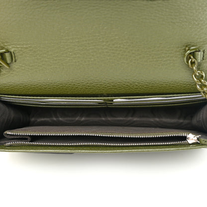 Gucci Dollar Calfskin Enamel Monochrome Mini GG Marmont Chain Wallet Military Wood 5 of 11