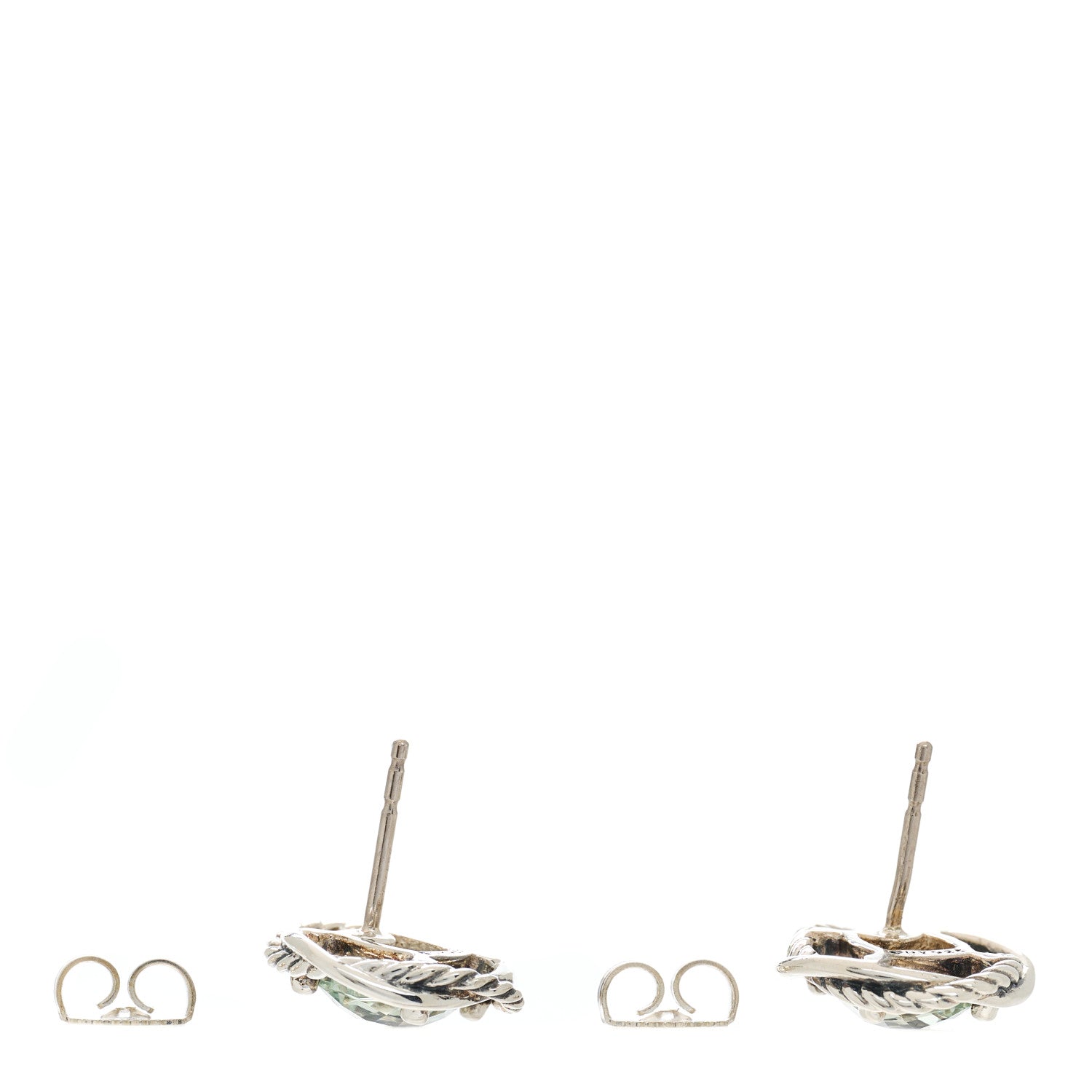 David Yurman Sterling Silver Prasiolite 7mm Infinity Earrings 3 of 4