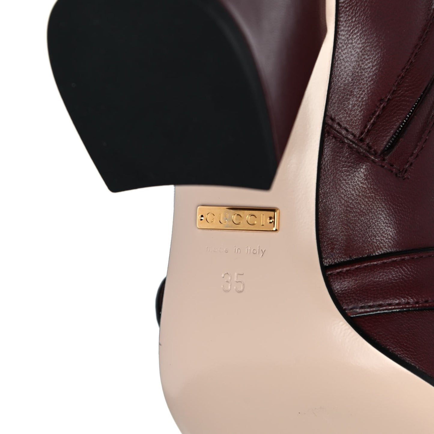 Malaga Kid GG Marmont Fringe 75mm Ankle Boots 35 Vintage Bordeaux
