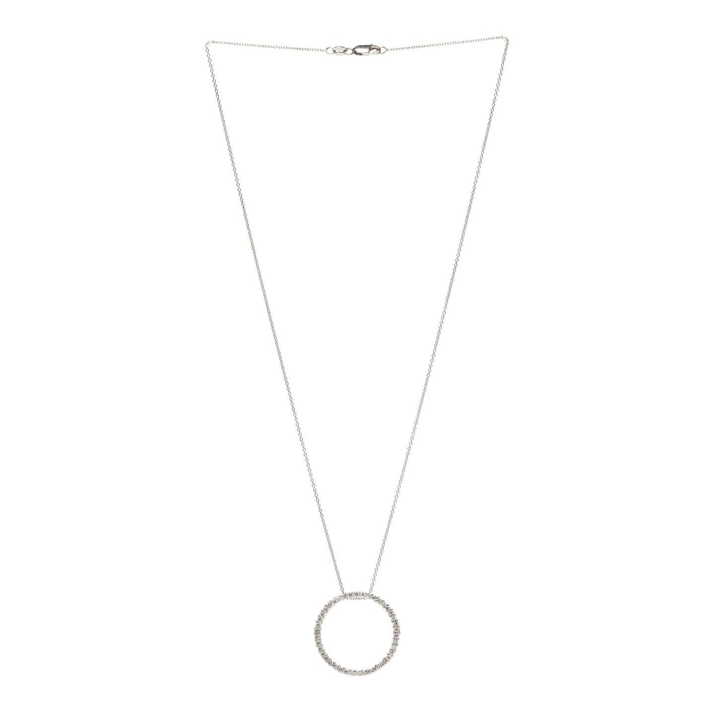 18K White Gold Diamond .42ctw Circle Pendant Necklace