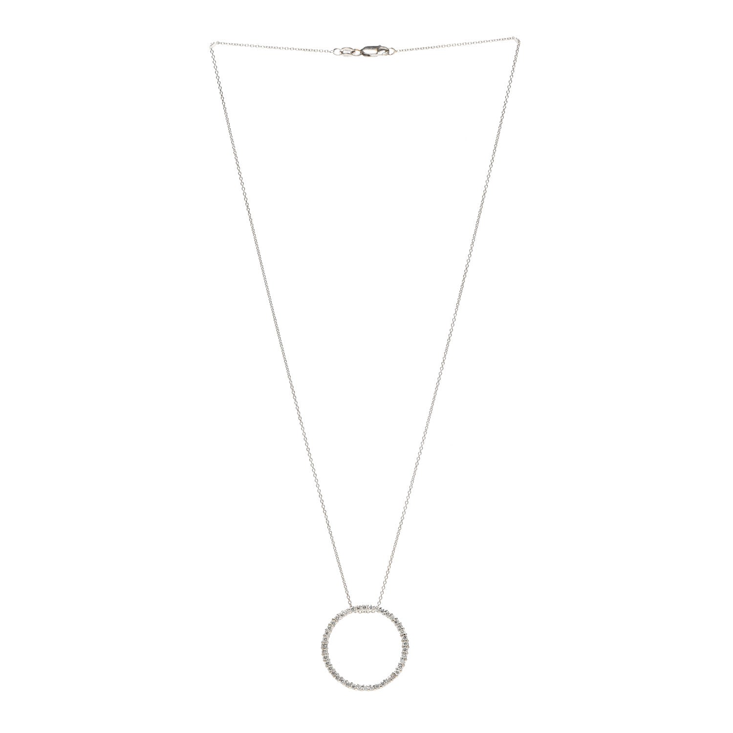 Roberto Coin 18K White Gold Diamond .42ctw Circle Pendant Necklace 3 of 4