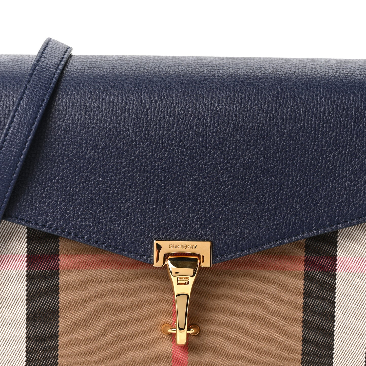 Derby Calfskin House Check Small Macken Crossbody Bag Regency Blue
