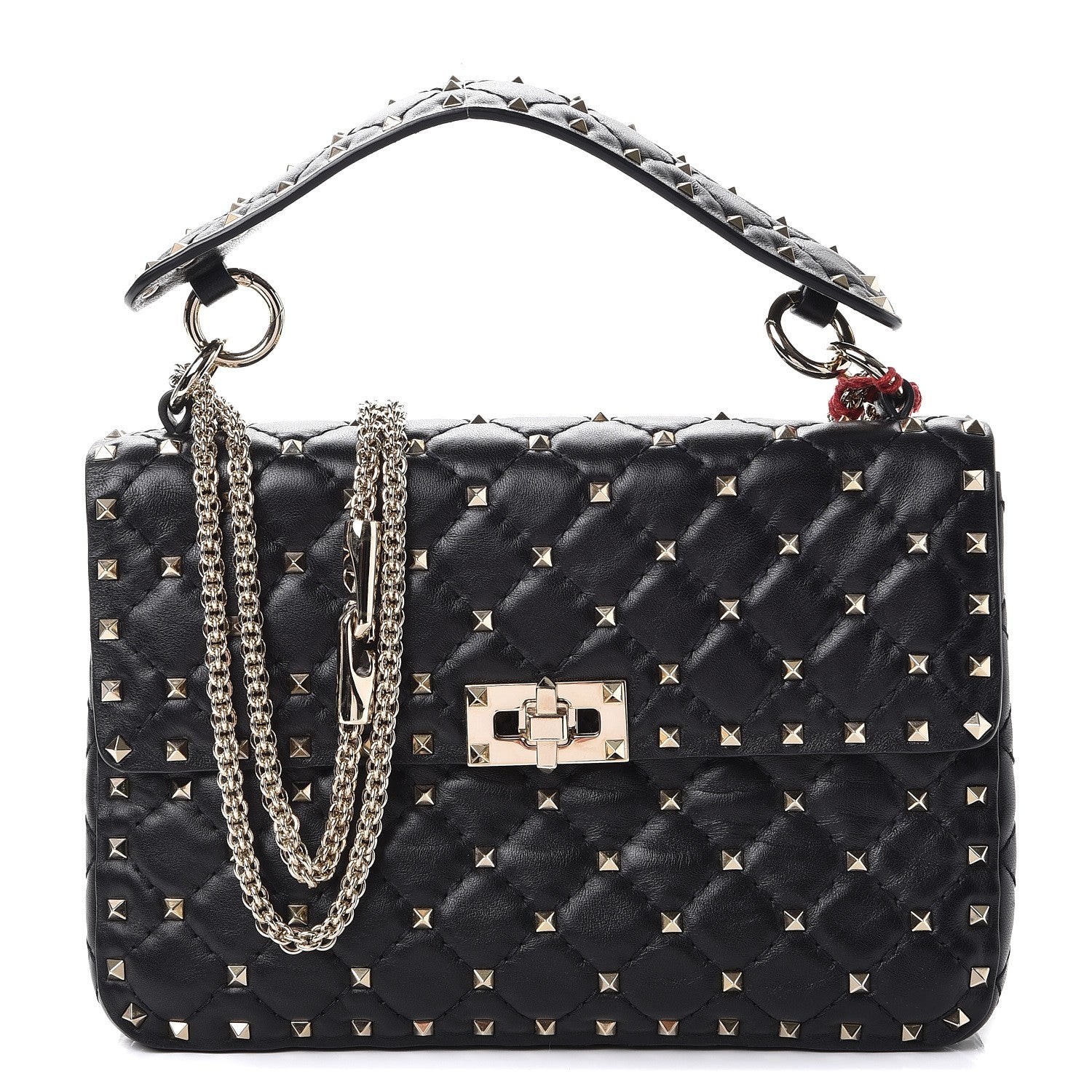 Valentino Garavani Lambskin Medium Rockstud Spike Shoulder Bag Black 1 of 7
