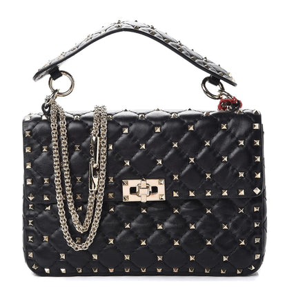 Valentino Garavani Lambskin Medium Rockstud Spike Shoulder Bag Black 1 of 7