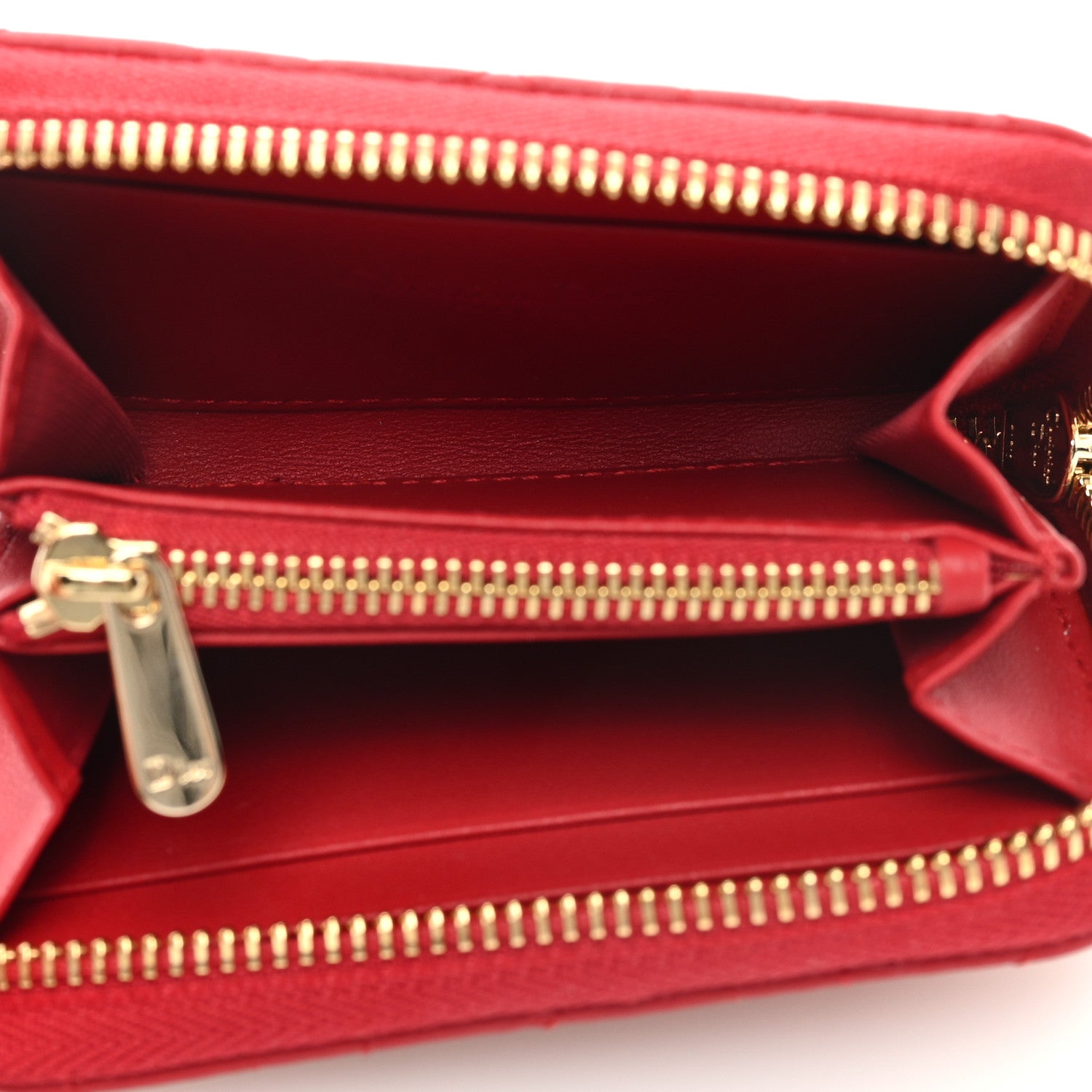 Christian Dior Lambskin Cannage Dioramour Small Lady Dior Voyageur Coin Purse Wallet Spicy Red 5 of 7