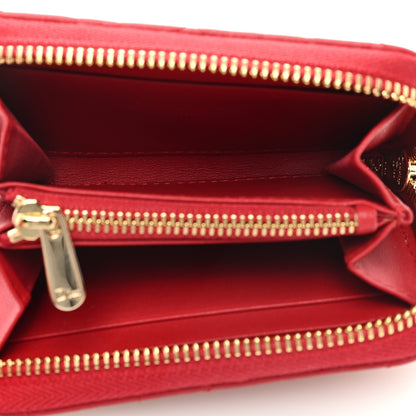Christian Dior Lambskin Cannage Dioramour Small Lady Dior Voyageur Coin Purse Wallet Spicy Red 5 of 7