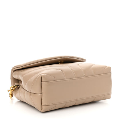 Saint Laurent Calfskin Y Quilted Monogram Toy Loulou Crossbody Bag Latte 3 of 10