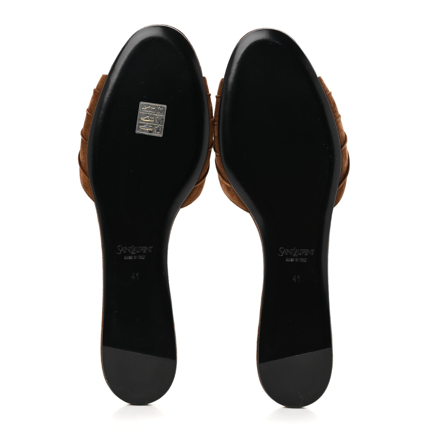 Saint Laurent Suede Babylone Slide Sandals 41 Dark Havana 6 of 8