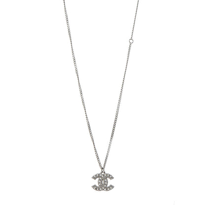 Chanel Crystal Timeless CC Necklace Silver 1 of 9