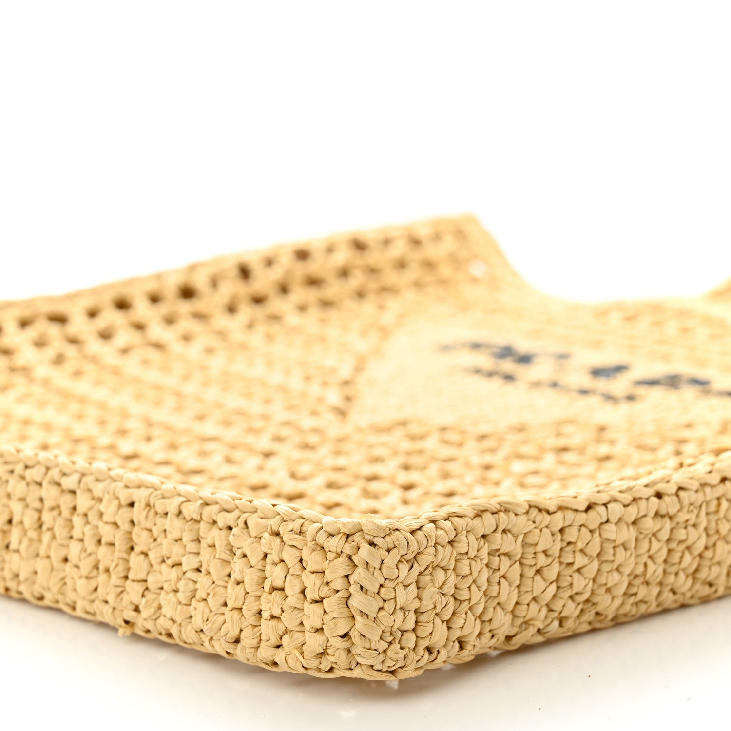 Prada Yarn Raffia Effect Crochet Logo Embroidered Tote Bag Naturale 9 of 9