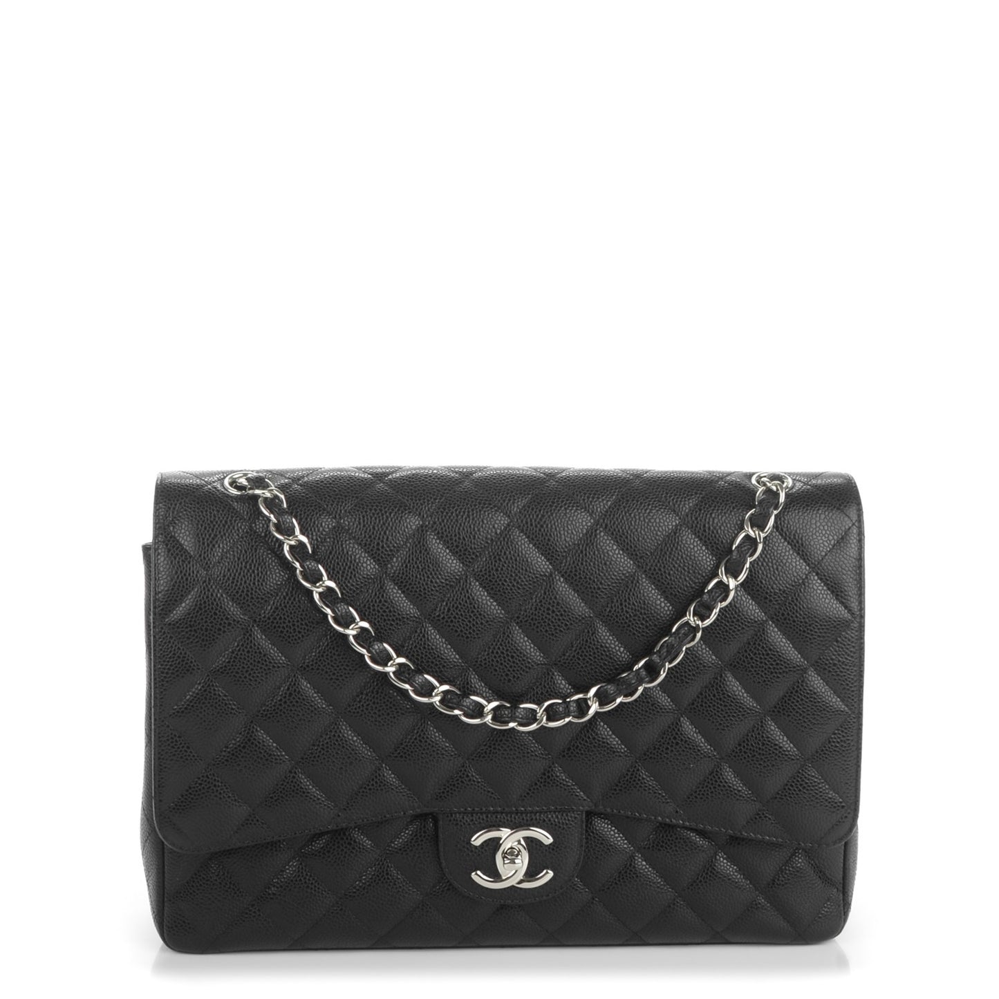 Caviar Quilted Maxi Double Flap Black