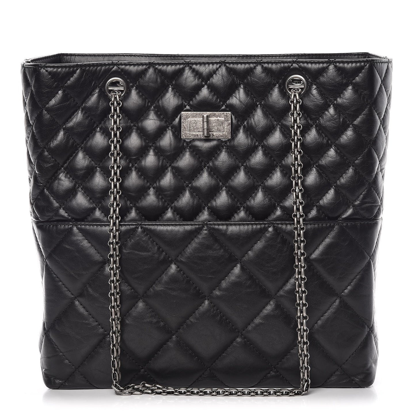 Aged Calfskin Quilted Reissue 2.55 Tote Black