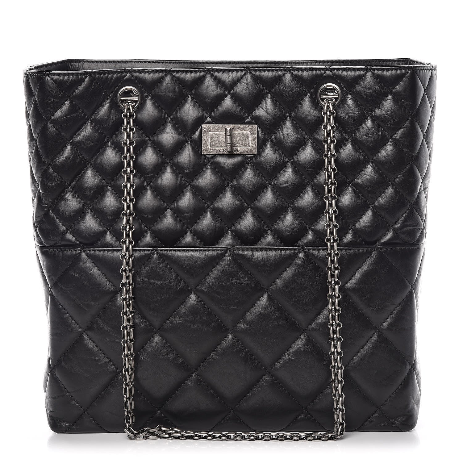 Chanel Aged Calfskin Quilted Reissue 2.55 Tote Black 1 of 8