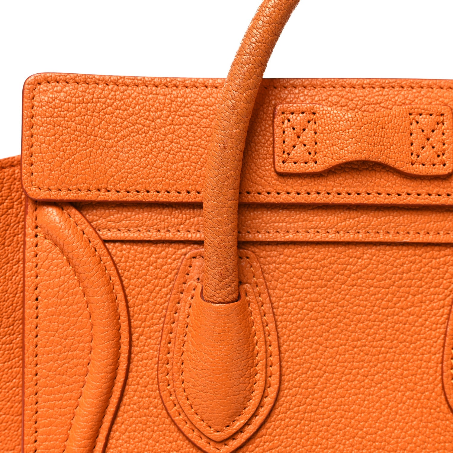 Celine Drummed Calfskin Nano Luggage Bright Orange 11 of 12