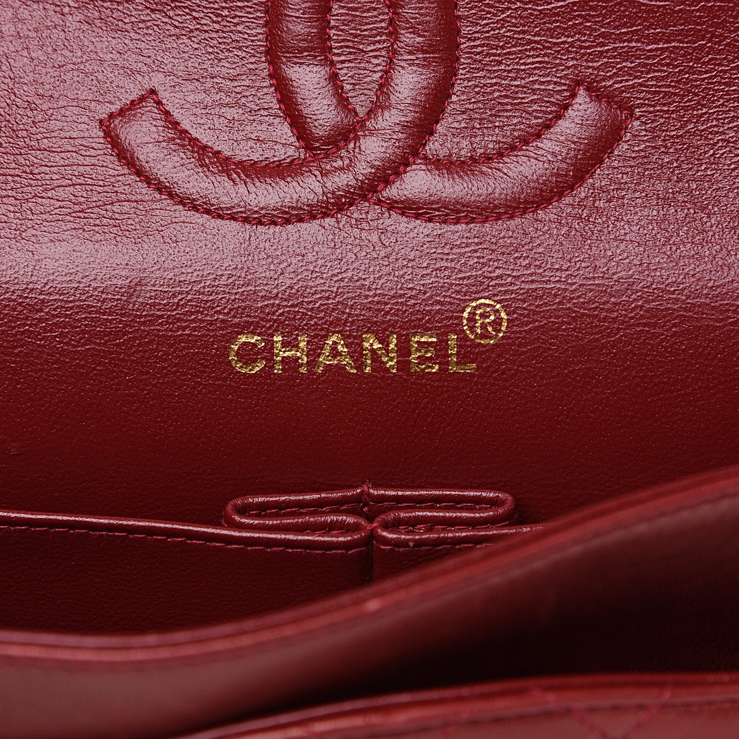 Lambskin Quilted Medium Double Flap Red