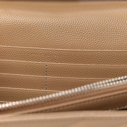 Saint Laurent Grain De Poudre Matelasse Chevron Monogram Chain Wallet Dark Latte 7 of 12