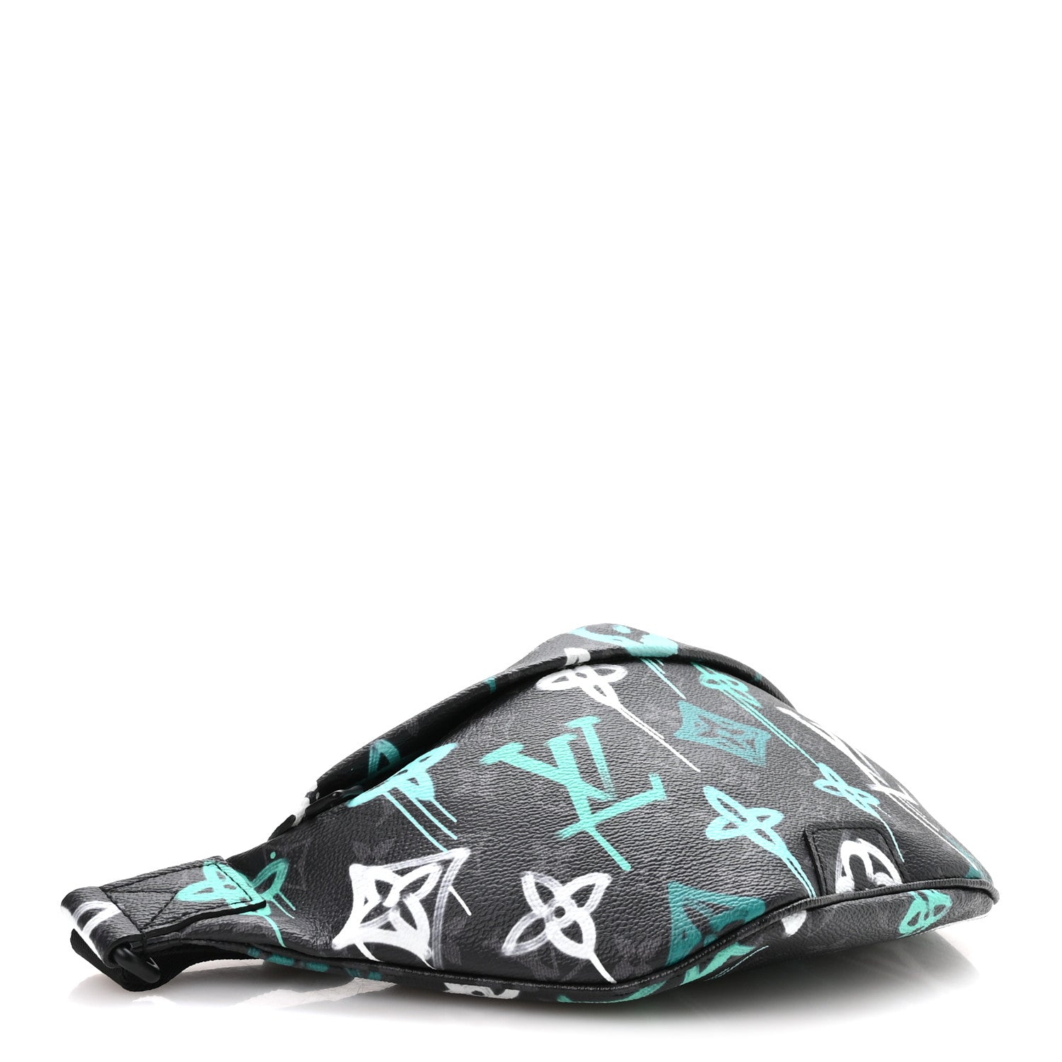 Louis Vuitton Monogram Eclipse LV Graffiti Discovery Bumbag Green Lights 4 of 9