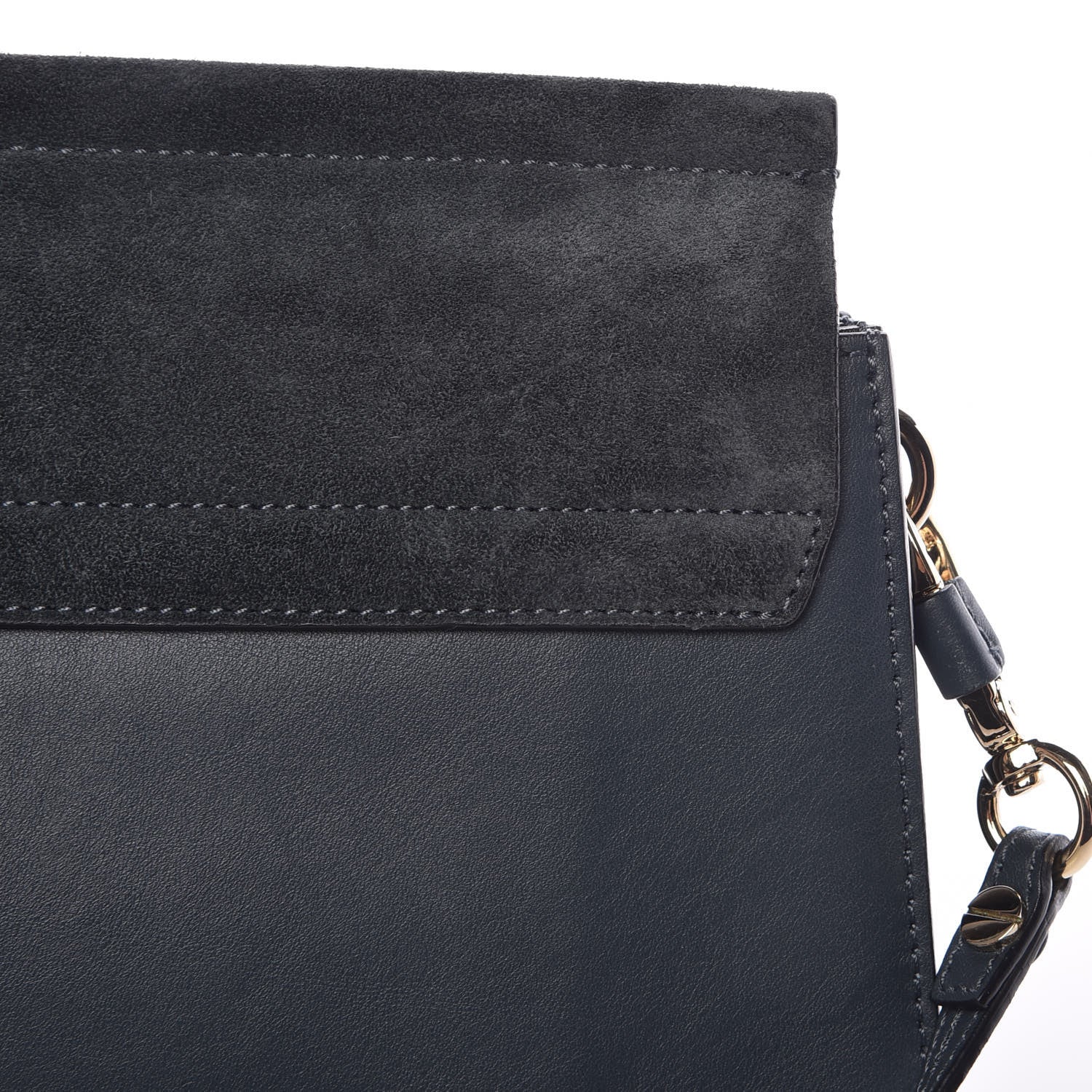 Chloe Suede Calfskin Medium Faye Shoulder Bag Silver Blue 16 of 19