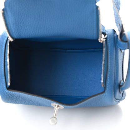Hermes Taurillon Clemence Mini Lindy 20 Bleu Zellige 5 of 11