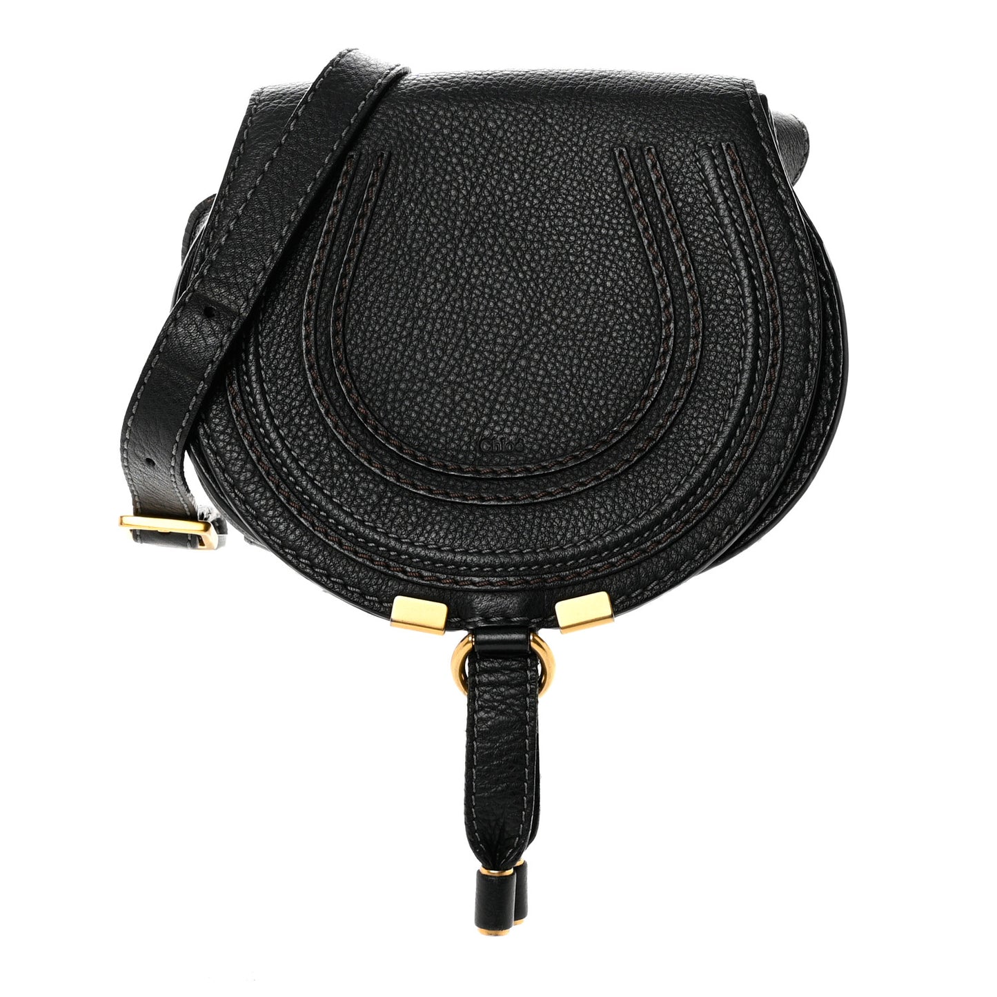 Calfskin Mini Marcie Round Crossbody Bag Black