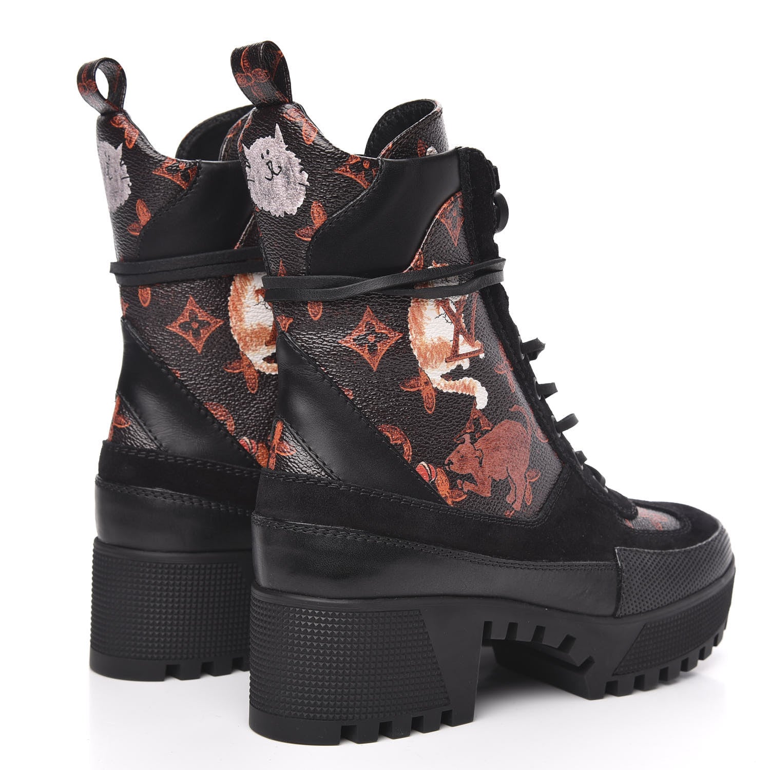Louis Vuitton Suede Calfskin Catogram Laureate Platform Desert Boots 37 Black Marron 4 of 7