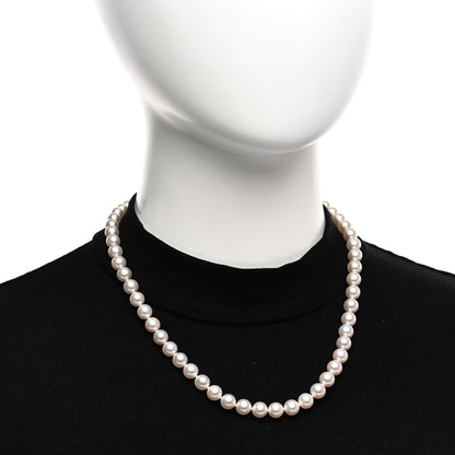 Mikimoto 18K White Gold Diamond Akoya Pearl 7.5-8mm Strand Necklace 2 of 5