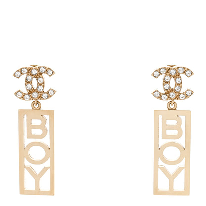 Chanel Crystal Boy Earrings Gold 1 of 5