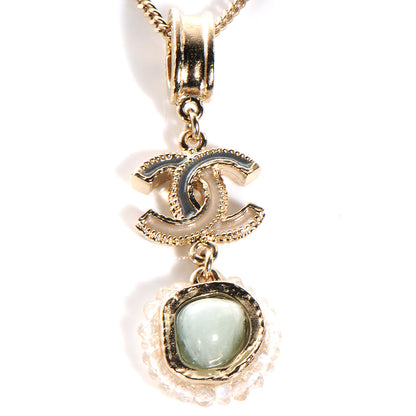 Chanel Moonstone Enamel CC Necklace Gold 5 of 6