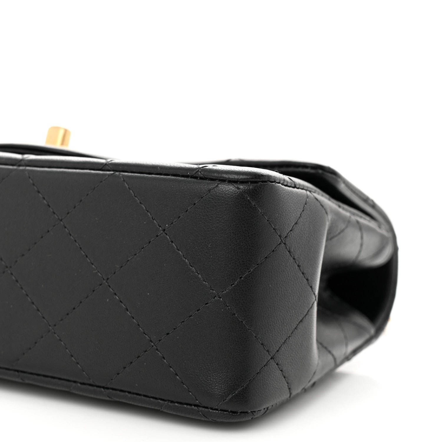 Chanel Lambskin Quilted Mini Top Handle Rectangular Flap Black 10 of 13