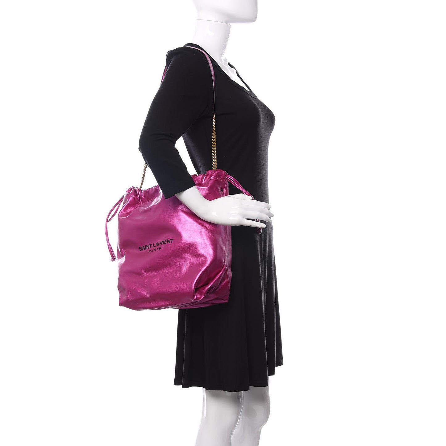 Lambskin Teddy Drawstring Bag Fuchsia